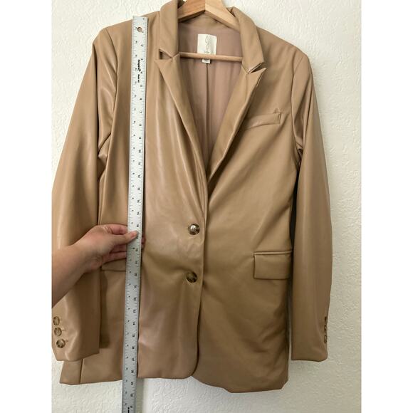 Joie Boyfriend Oversized Vegan Leather 2 Button Blazer Coat Jacket M - Picture 7 of 8
